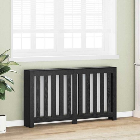 radiatorafdekking Zwart Eiken 149x20x82 cm Geëngineerd Hout 2