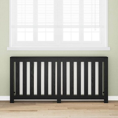 Radiator Bedekking Zwart Eiken 175x20x82 cm Geengineerd Hout 1