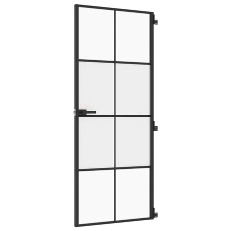 Binnendeur smal 83x201,5 cm gehard glas en aluminium zwart 2
