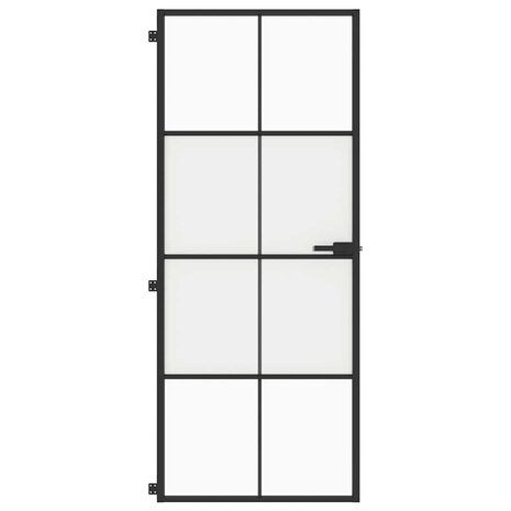 Binnendeur smal 83x201,5 cm gehard glas en aluminium zwart 3