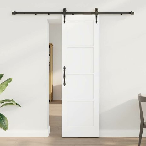 Schuifdeur met Hardware Set Wit 61x198,5 cm van Massief Hout (Grenen) 1