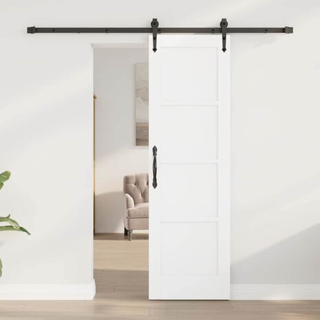 Schuifdeur met Hardware Set Wit 61x198,5 cm van Massief Hout (Grenen) 2