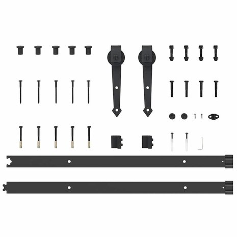 Schuifdeur met Hardware Set Wit 61x198,5 cm van Massief Hout (Grenen) 8