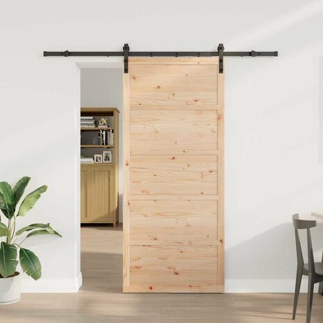 Schuifdeur Bruin 100 x 208 cm Massief grenenhout 1