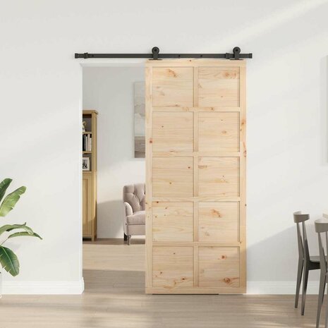 Schuifdeur Bruin 80 x 208 cm Massief grenenhout 2