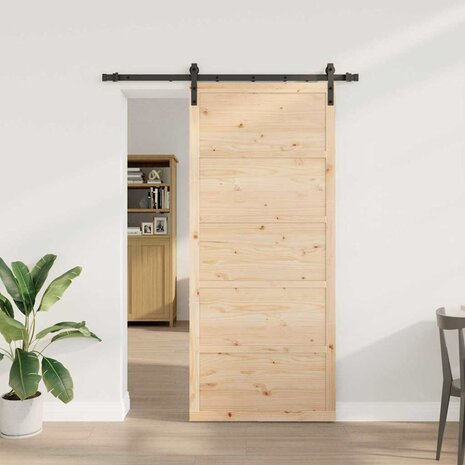 Schuifdeur Bruin 80 x 208 cm Massief grenenhout 1