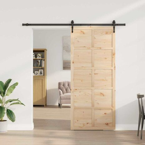 Schuifdeur Bruin 90 x 208 cm Massief grenenhout 2