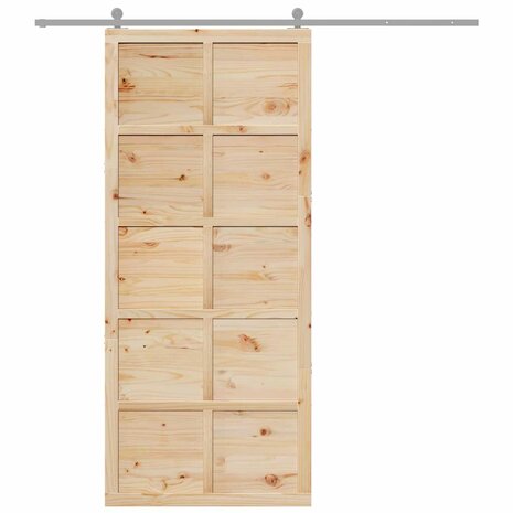 Schuifdeur Bruin 90 x 210 cm Massief grenenhout 8