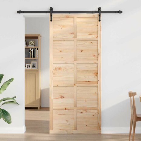 Schuifdeur Bruin 80 x 210 cm Massief grenenhout 2