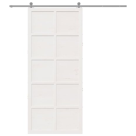 Schuifdeur Wit 80 x 210 cm Massief grenenhout 8