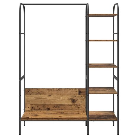 Kledingrek met Planken - Verouderd Hout 120x44x160 cm Geengineerd Hout 4