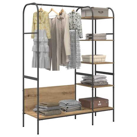 Kledingrek met Planken Artisan Eiken 120x44x160 cm Geengineerd Hout 2