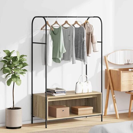 Kledingrek met planken Sonoma eik 100x44x160 cm 1