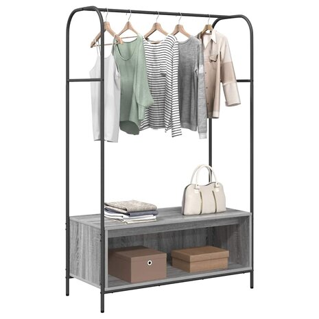 Kledingrek met Planken Grijs Sonoma 100x44x160 cm 2
