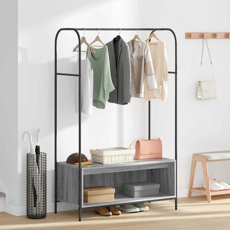 Kledingrek met Planken Grijs Sonoma 100x44x160 cm 3