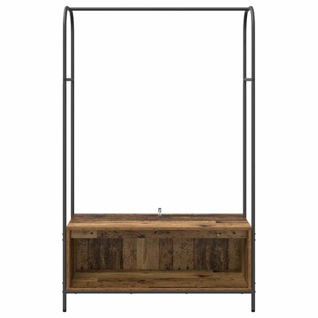 kledingrek met planken van oud hout 100x44x160 cm 4