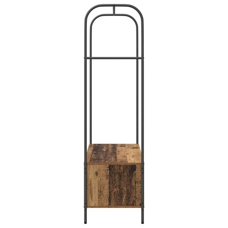 kledingrek met planken van oud hout 100x44x160 cm 5