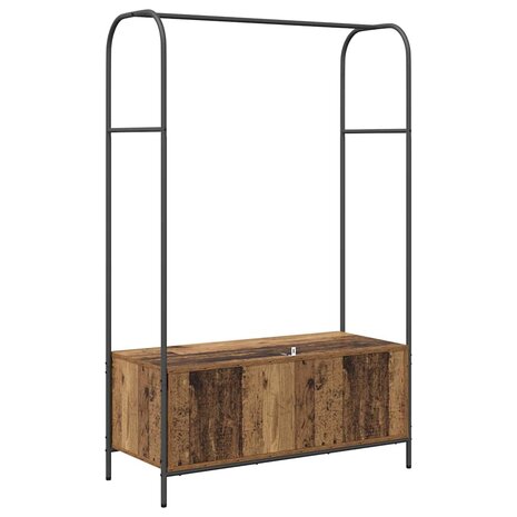 kledingrek met planken van oud hout 100x44x160 cm 6