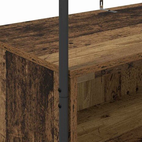 kledingrek met planken van oud hout 100x44x160 cm 7