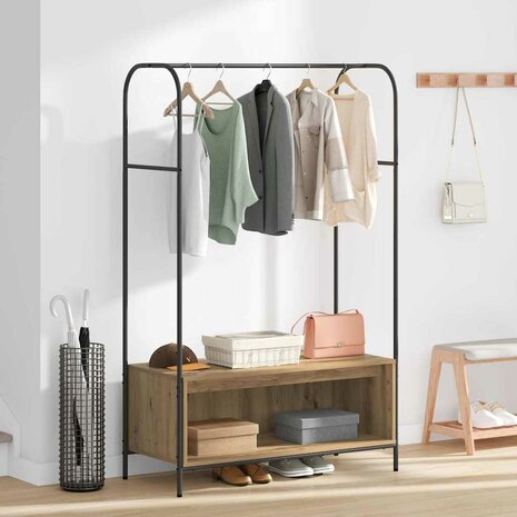 Kledingrek met Planken van Artisan Eiken 100x44x160 cm 3
