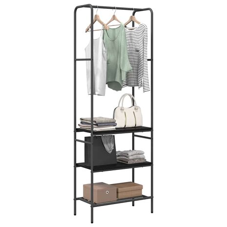 Kledingrek met planken met plank Zwart eiken 60 x 30 x 171 cm 2
