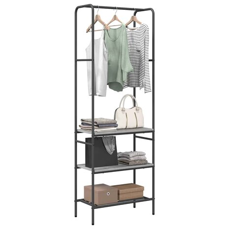 Kledingrek met planken met plank Grijs sonoma 60 x 30 x 171 cm 2