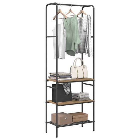 Kledingrek met planken artisanaal eikenkleurig 60 x 30 x 171 cm 2