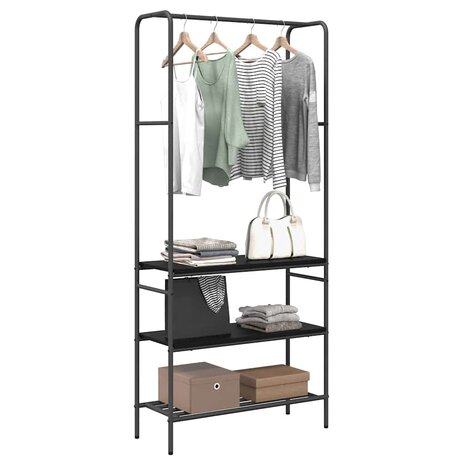 Kledingrek met planken Zwart eiken 77 x 30 x 171 cm 2