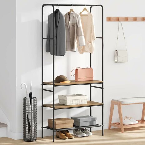 Kledingrek met planken artisanaal eikenkleurig 77 x 30 x 171 cm 3