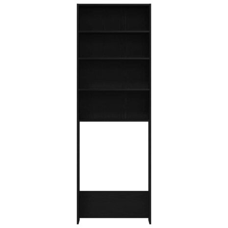 Wasmachinekast 64x24x190 cm bewerkt hout zwart eikenkleurig 5