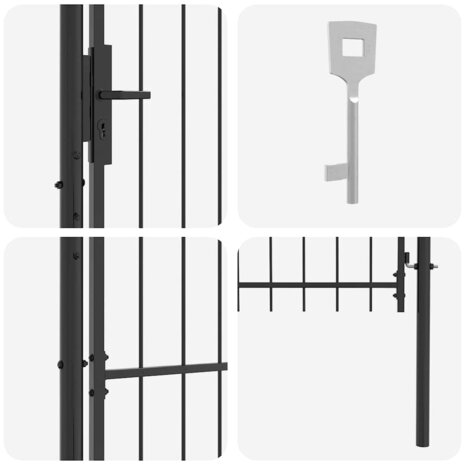 Tuinpoort met slot Grijs 170 x 100 cm 100 x 175 cm Staal 5