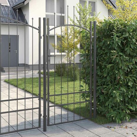 Tuinpoort met slot Grijs 200 x 100 cm 100 x 200 cm Staal 2