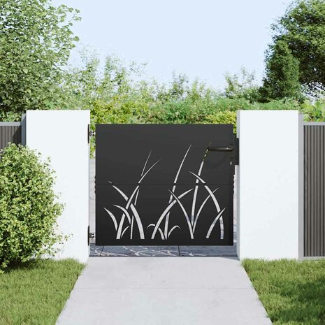 Tuinpoort met slot Zwart 105 x 100 cm Poedergecoat staal 2