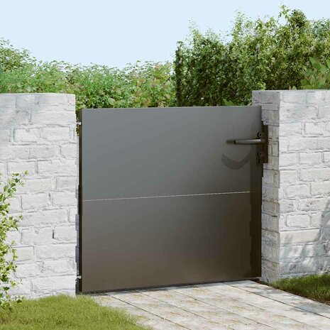 Tuinpoort met slot Zwart 105 x 100 cm Poedergecoat staal 1