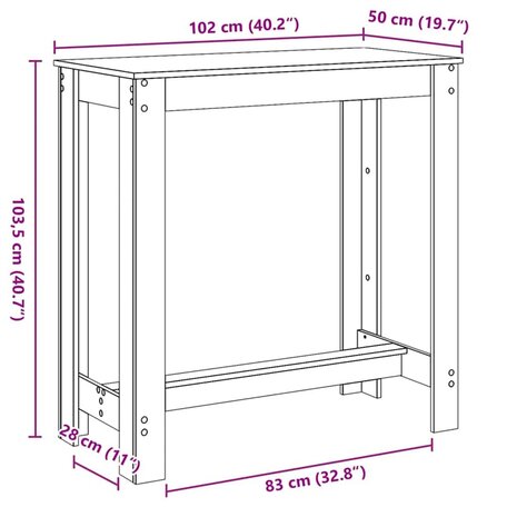 Bartafel 102x50x103,5 cm bewerkt hout zwart eikenkleurig 8