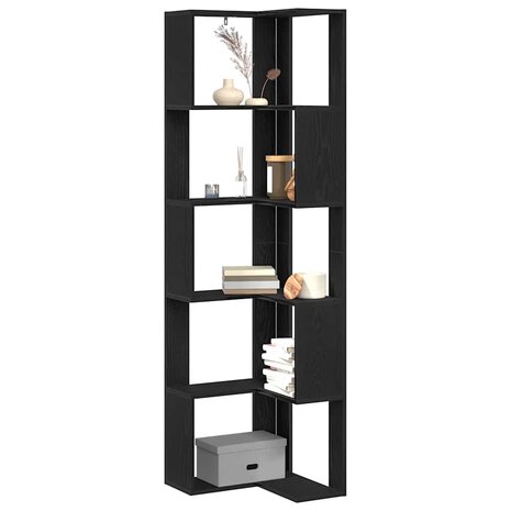 Hoekboekenkast 5-laags 50x50x179 cm bewerkt hout zwart eiken 2
