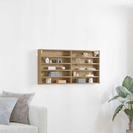 Vitrinekast wandgemonteerd bewerkt hout artisanaal eiken 1
