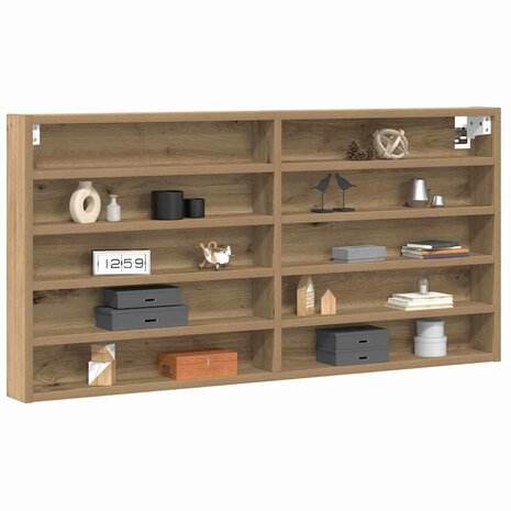 Vitrinekast wandgemonteerd bewerkt hout artisanaal eiken 2