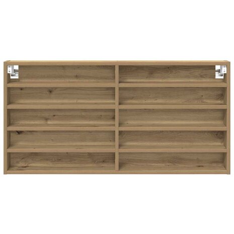 Vitrinekast wandgemonteerd bewerkt hout artisanaal eiken 4