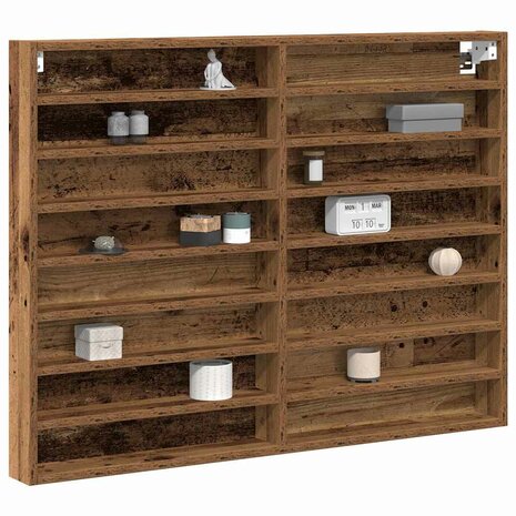 Vitrinekast 100x8,5x75 cm bewerkt hout oud houtkleurig 2