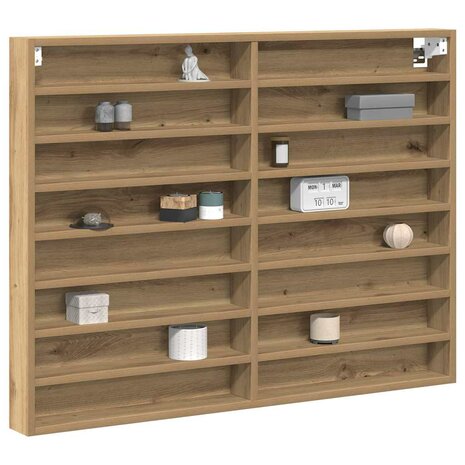 Vitrinekast 100x8,5x75 cm bewerkt hout artisanaal eiken 2