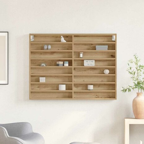 Vitrinekast 100x8,5x75 cm bewerkt hout artisanaal eiken 3