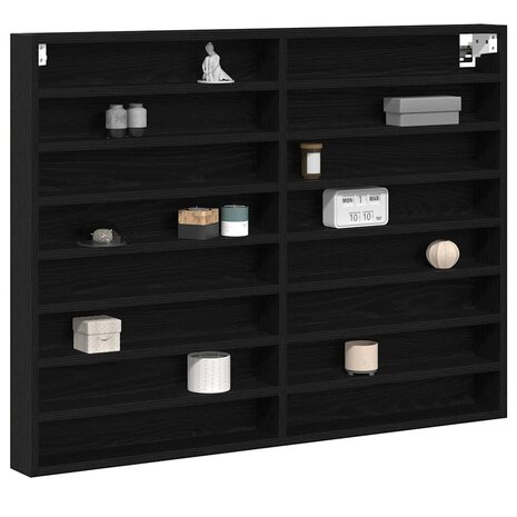 Vitrinekast 100x8,5x75 cm bewerkt hout zwart eikenkleurig 2