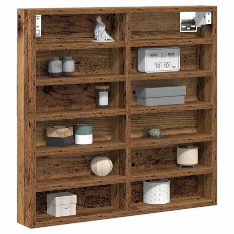 Vitrinekast 60x8,5x58 cm bewerkt hout oud houtkleurig 2