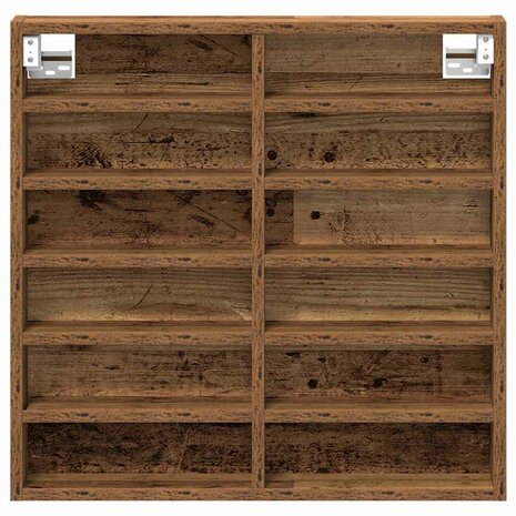 Vitrinekast 60x8,5x58 cm bewerkt hout oud houtkleurig 5