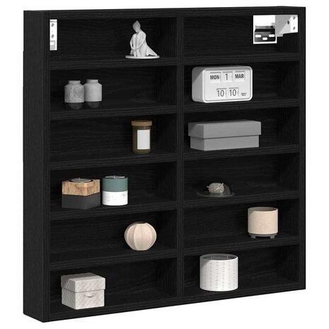 Vitrinekast 60x8,5x58 cm bewerkt hout zwart eikenkleurig 2