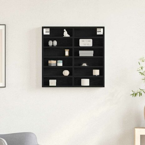 Vitrinekast 60x8,5x58 cm bewerkt hout zwart eikenkleurig 3
