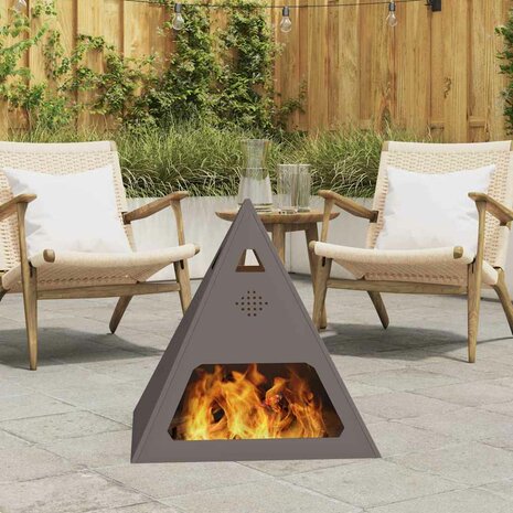 Vuurplaats Pyramid Zwart 50x50x51 cm Staal 1