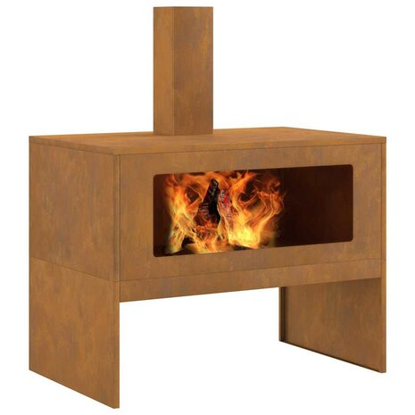 Vuurkorf met Schoorsteen 80x50x96 cm Weerbestendig Staal 2