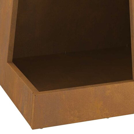 Vuurkorf met Houtopslag 35x35x100 cm, Verweerd Staal. 6
